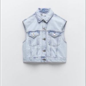 Zara Snow wash light denim vest Z1975 Small